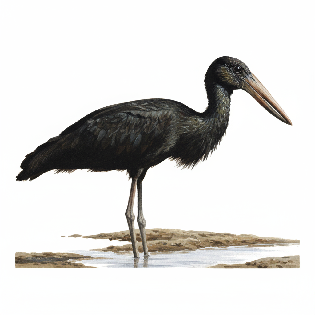 African Openbill on mud - Copy