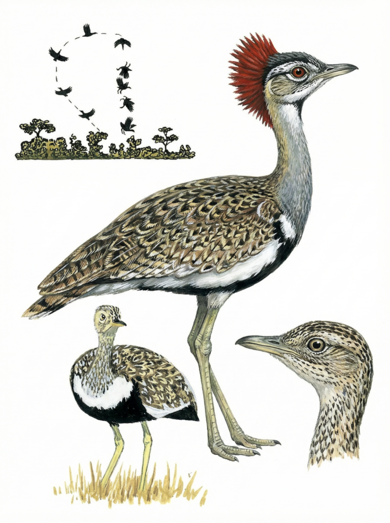 Red crested Korhaan