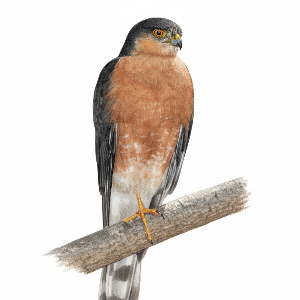 Rufous Breasted Sparrowhawk on perch