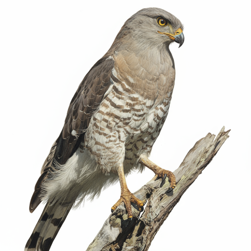 Southern Banded Snake eagle on branch