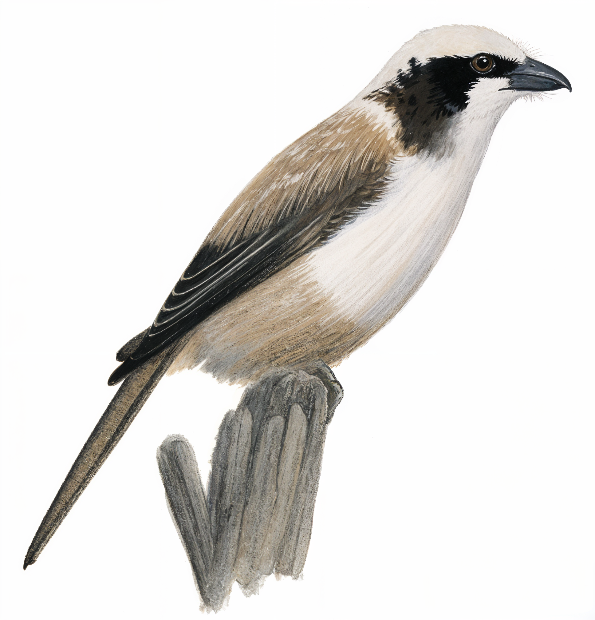 Southern white crowned Shrike Newman's Birds